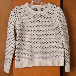 Womens J Crew Fair Isle Sweater Medium Nordic White/Black Birds Eye Stitch